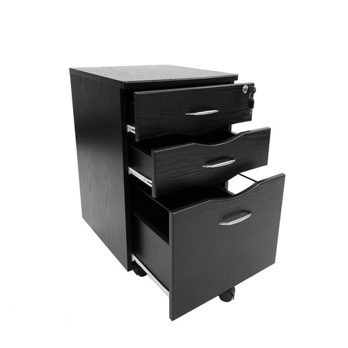 16" Espresso Wood Three Drawers Filing Cabinet