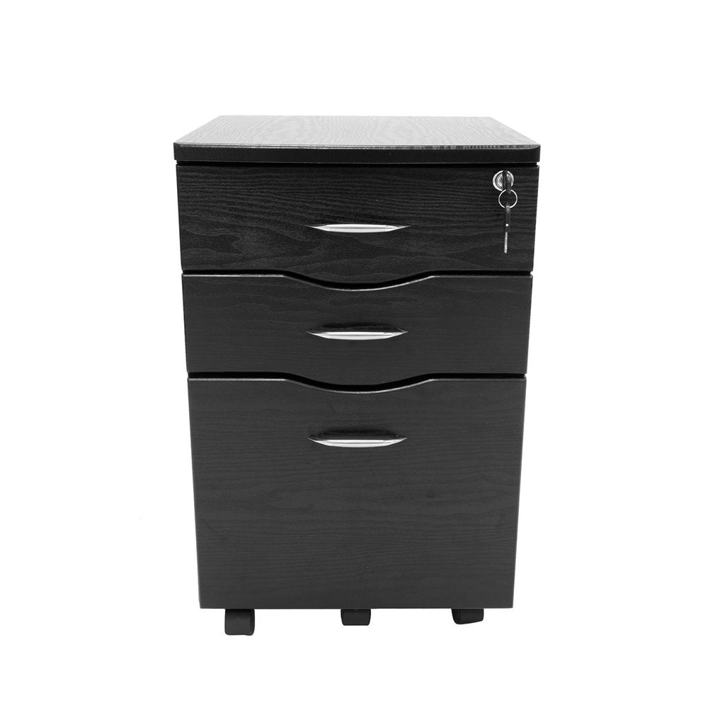 16" Espresso Wood Three Drawers Filing Cabinet