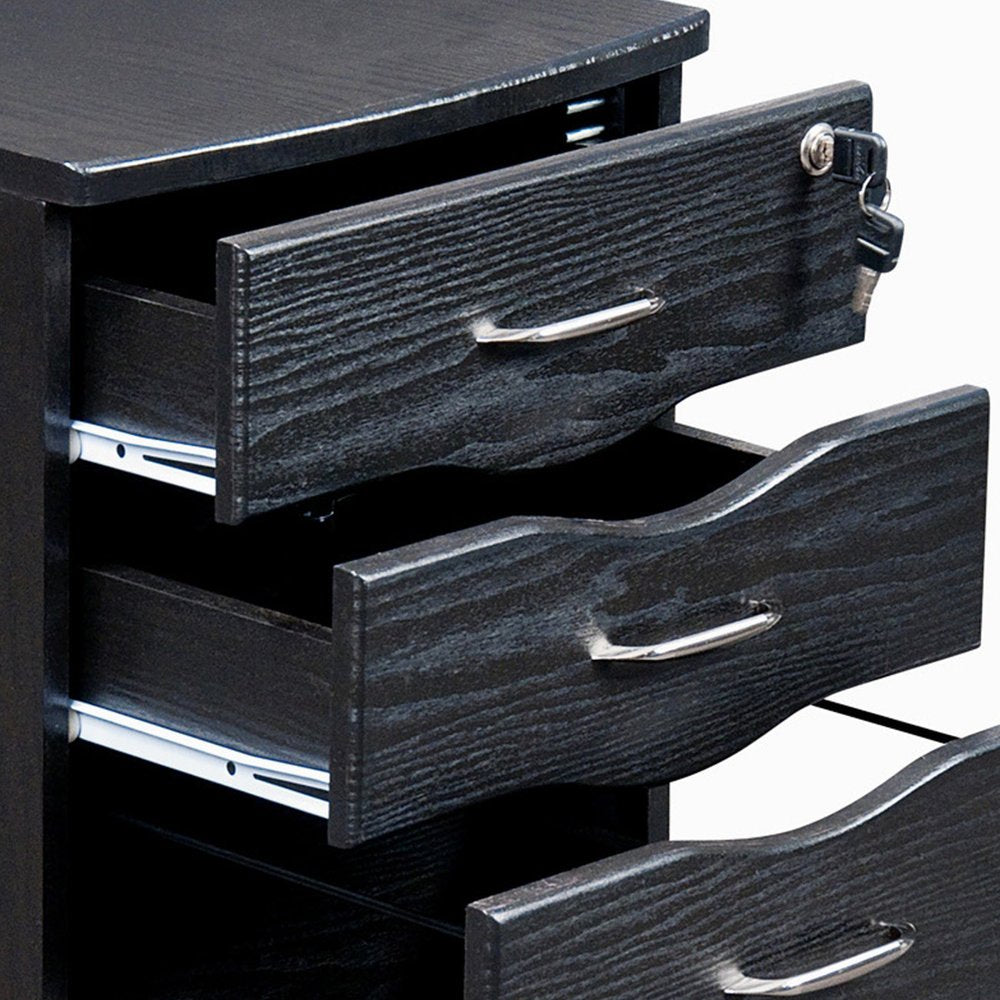 16" Espresso Wood Three Drawers Filing Cabinet