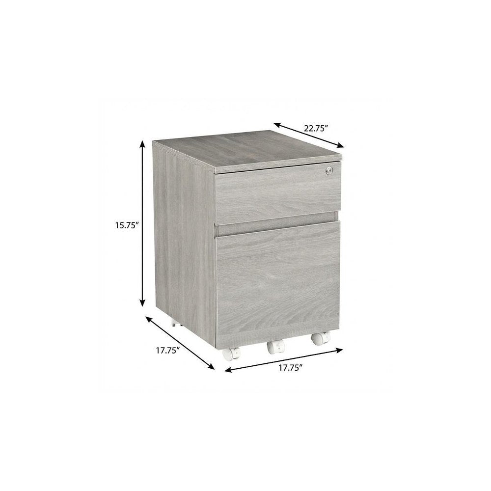 16" Gray Wood Two Drawers Filing Cabinet