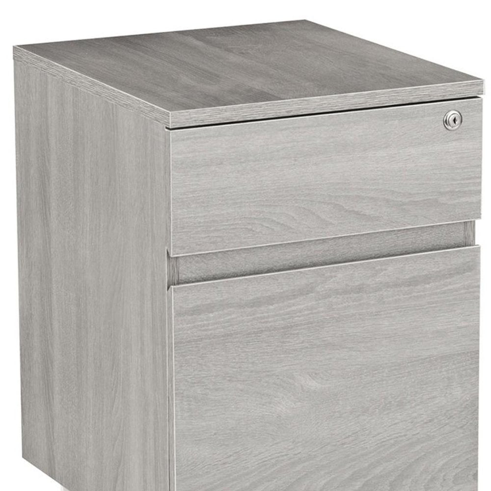 16" Gray Wood Two Drawers Filing Cabinet