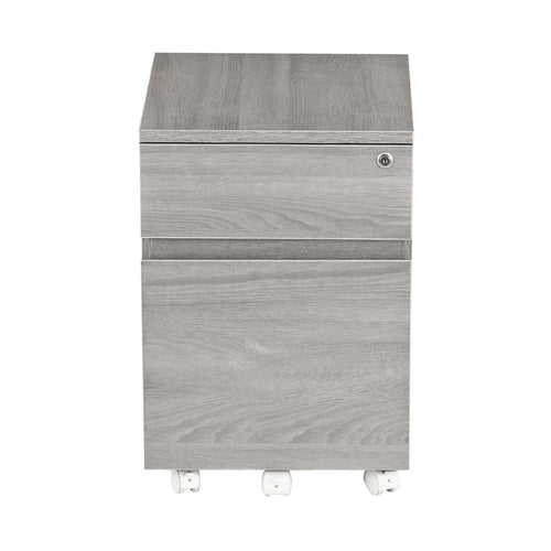 16" Gray Wood Two Drawers Filing Cabinet