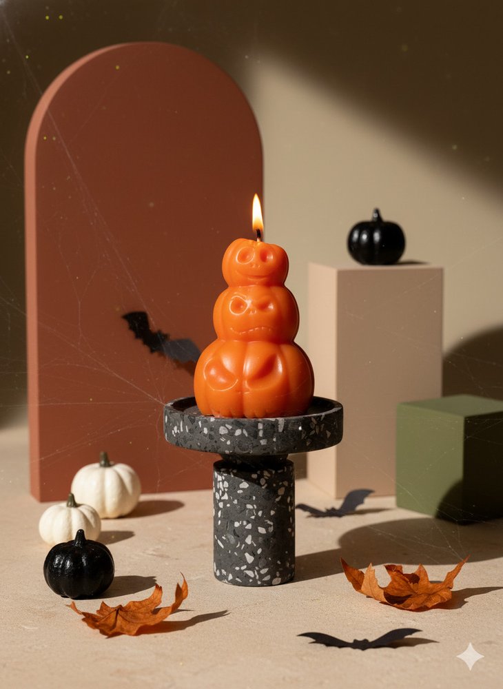 3" Orange Pumpkin And Apple Scented Dimensional Pumpkin Candle Novelty Novelty