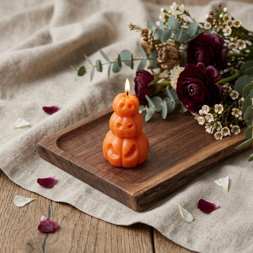 3" Orange Pumpkin And Apple Scented Dimensional Pumpkin Candle Novelty Novelty