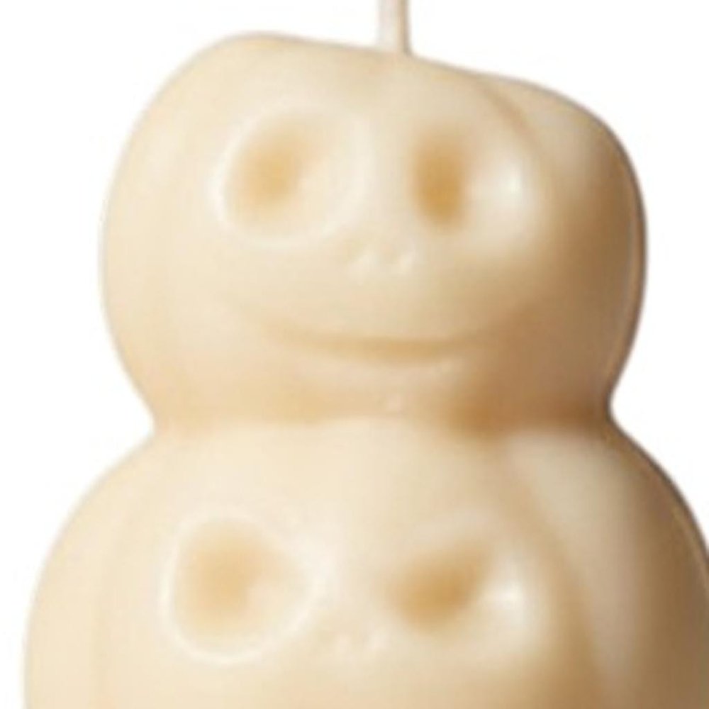 3" Ivory Unscented Dimensional Pumpkin Trio Soy Wax Candle. Candle isolated on a plain white background, finished in ivory.
