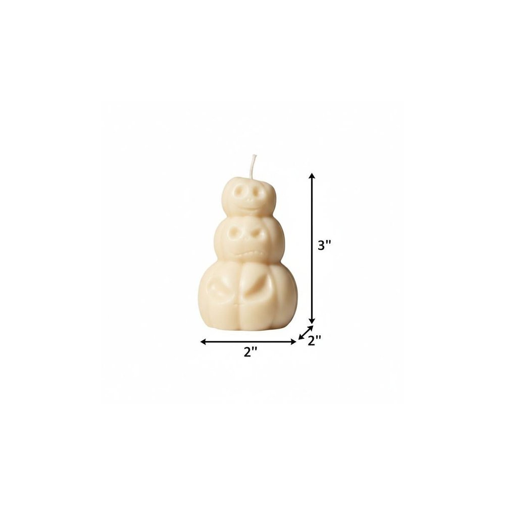 3" Ivory Pumpkin And Apple Scented Dimensional Pumpkin Candle Novelty Novelty