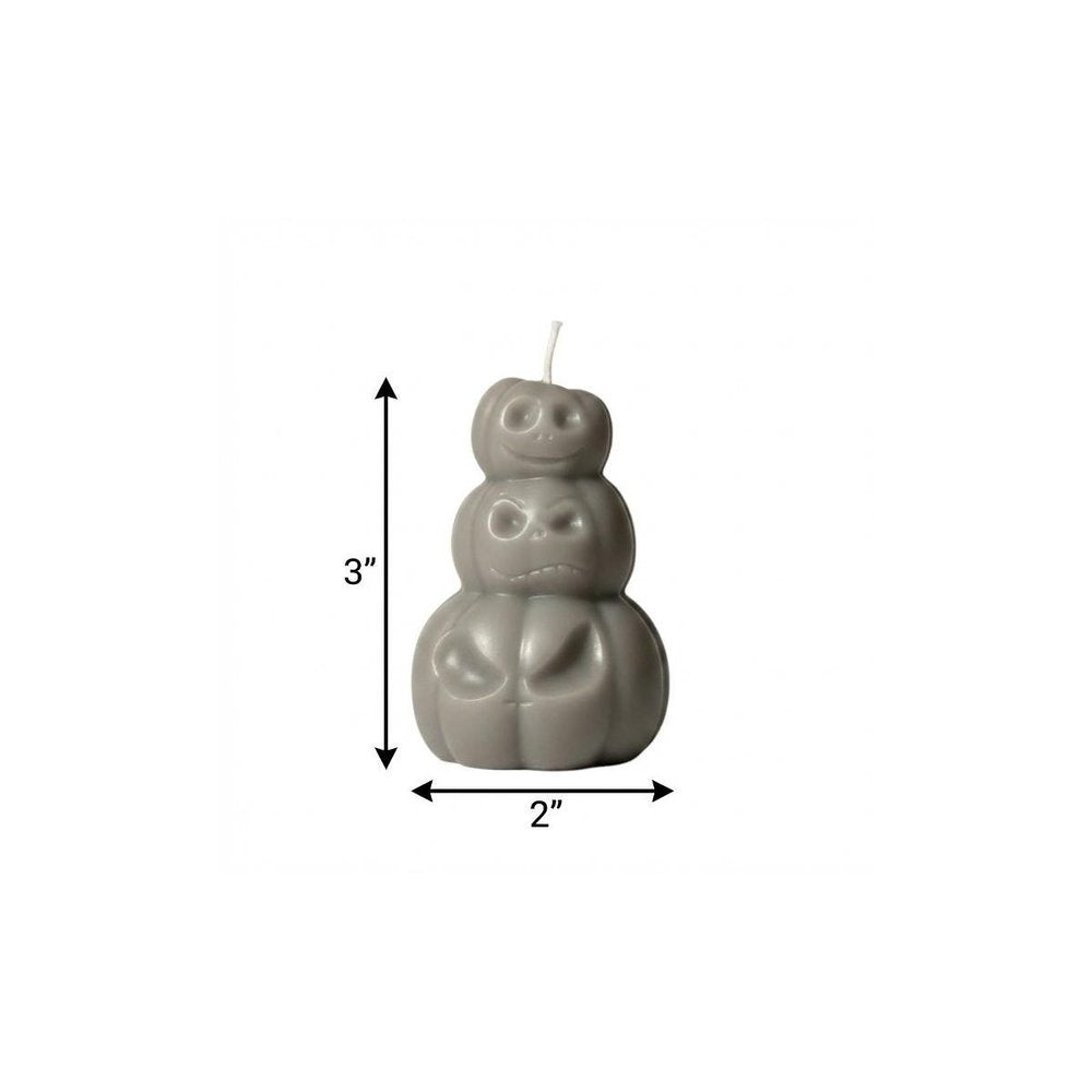 3" Gray Pumpkin And Apple Scented Dimensional Pumpkin Candle Novelty Novelty