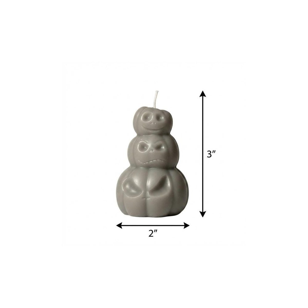 3" Gray Pumpkin And Apple Scented Dimensional Pumpkin Candle Novelty Novelty