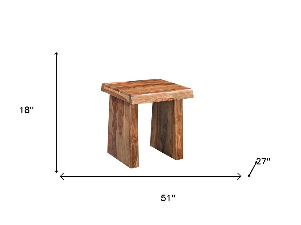 Set of Three Brown Solid Wood Sled Furniture Set on a white background