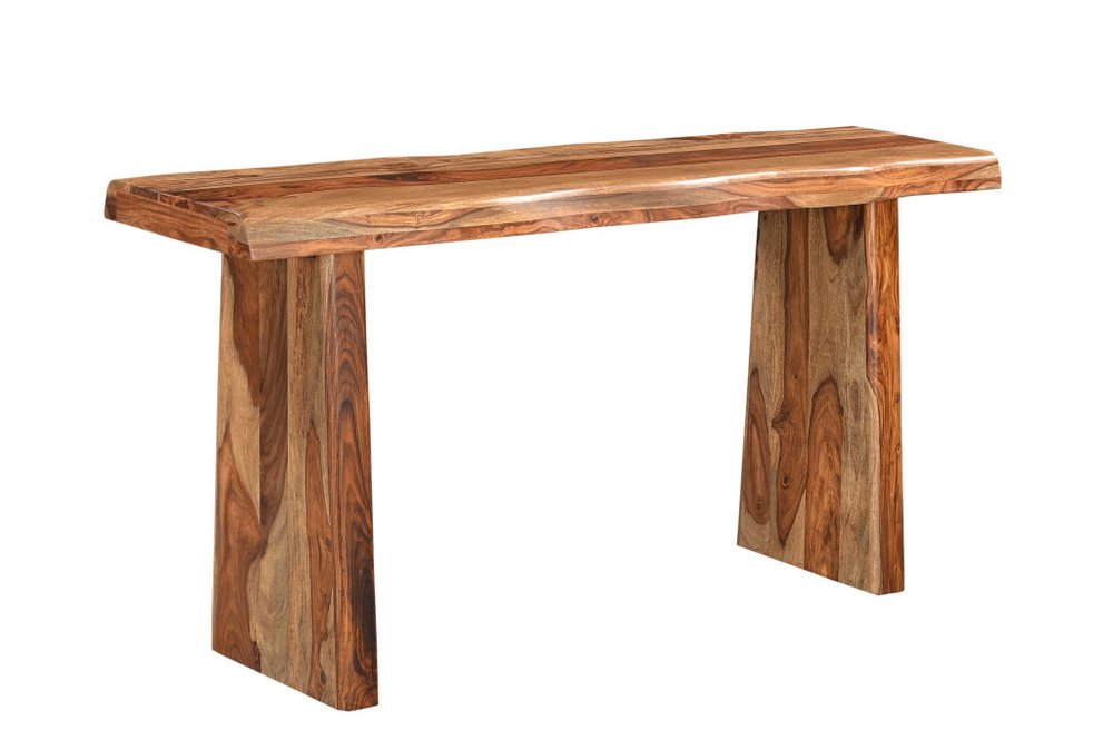 Set of Three Brown Solid Wood Sled Furniture Set on a white background