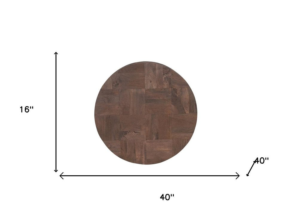 Set of Two Brown Solid Wood Round Pedestal Furniture Set on a white background