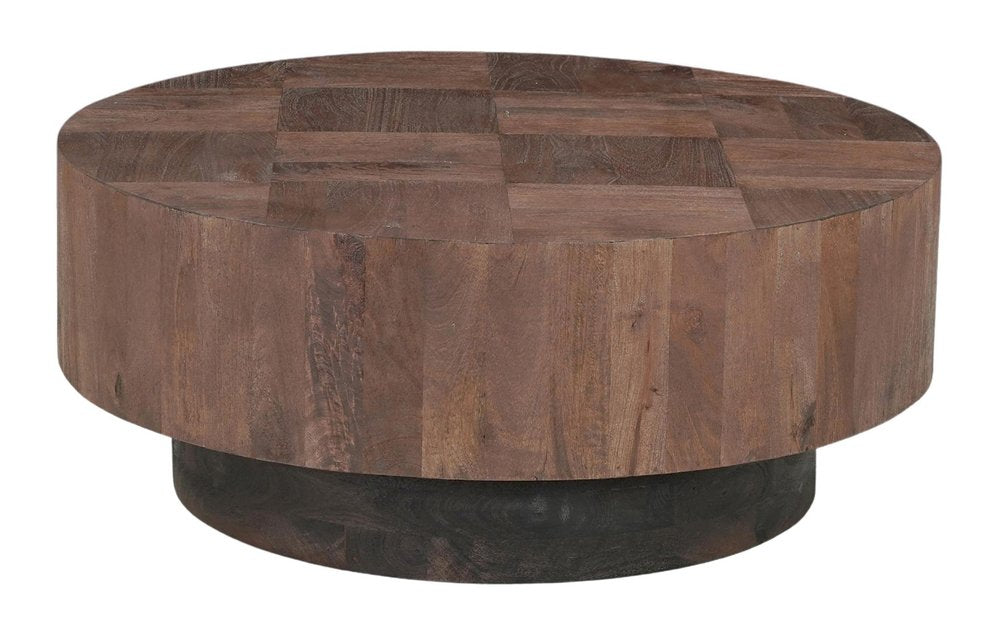 Set of Two Brown Solid Wood Round Pedestal Furniture Set