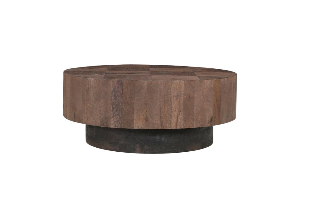 Set of Two Brown Solid Wood Round Pedestal Furniture Set