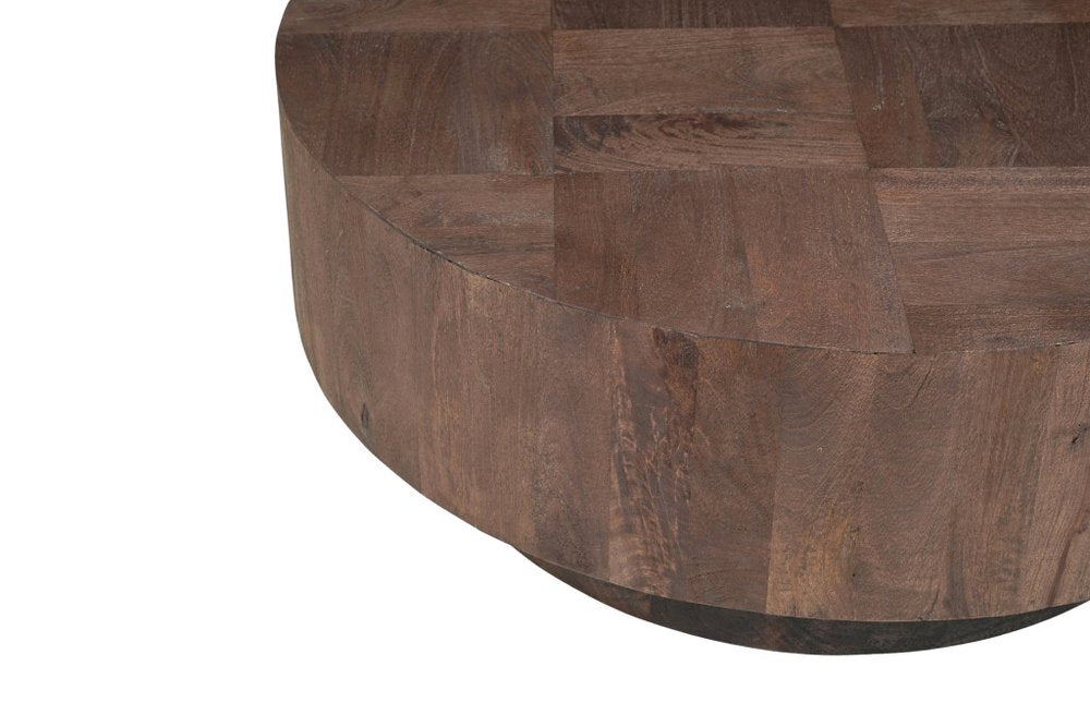 Set of Two Brown Solid Wood Round Pedestal Furniture Set