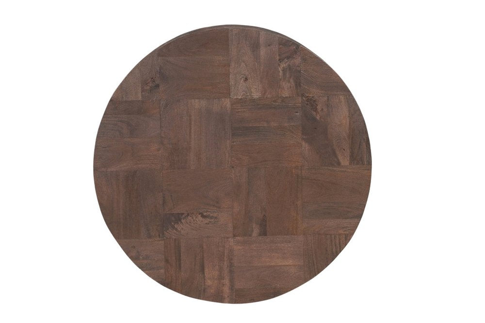Set of Two Brown Solid Wood Round Pedestal Furniture Set