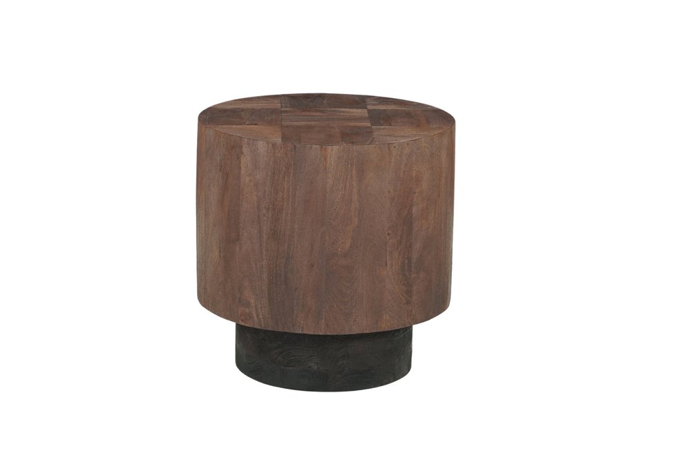 Set of Two Brown Solid Wood Round Pedestal Furniture Set on a white background