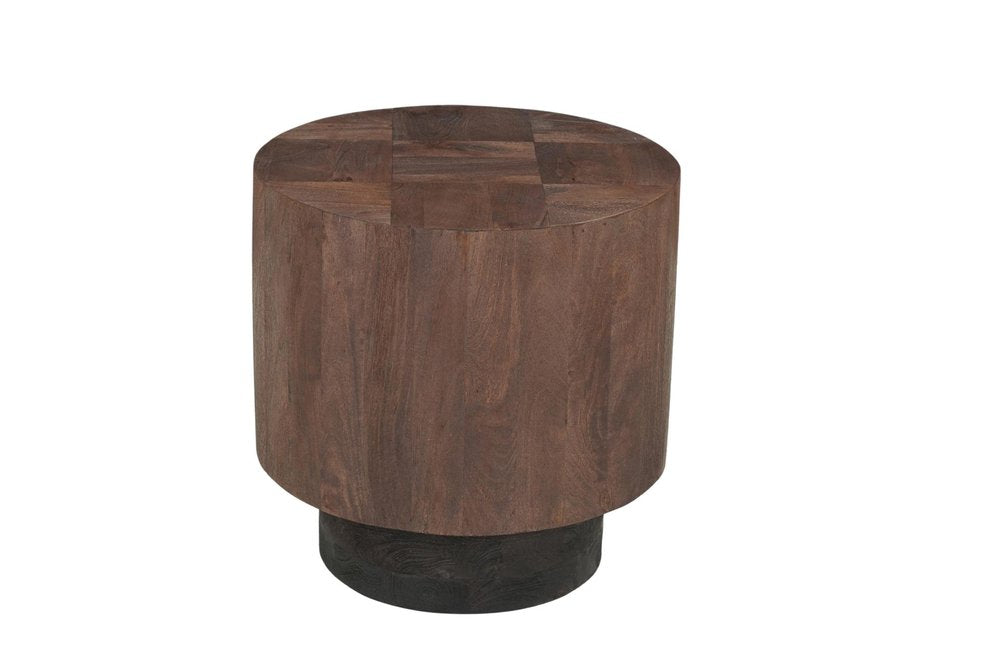 Set of Two Brown Solid Wood Round Pedestal Furniture Set on a white background