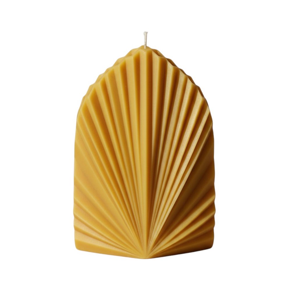 6" Gold Unscented Dimensional Palm Leaf Candle