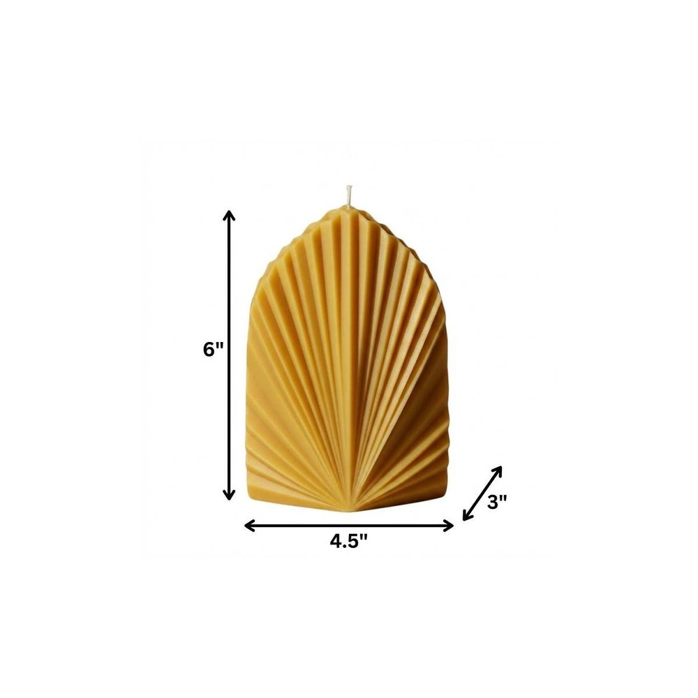 6" Gold Black Ice Scented Dimensional Palm Leaf Candle