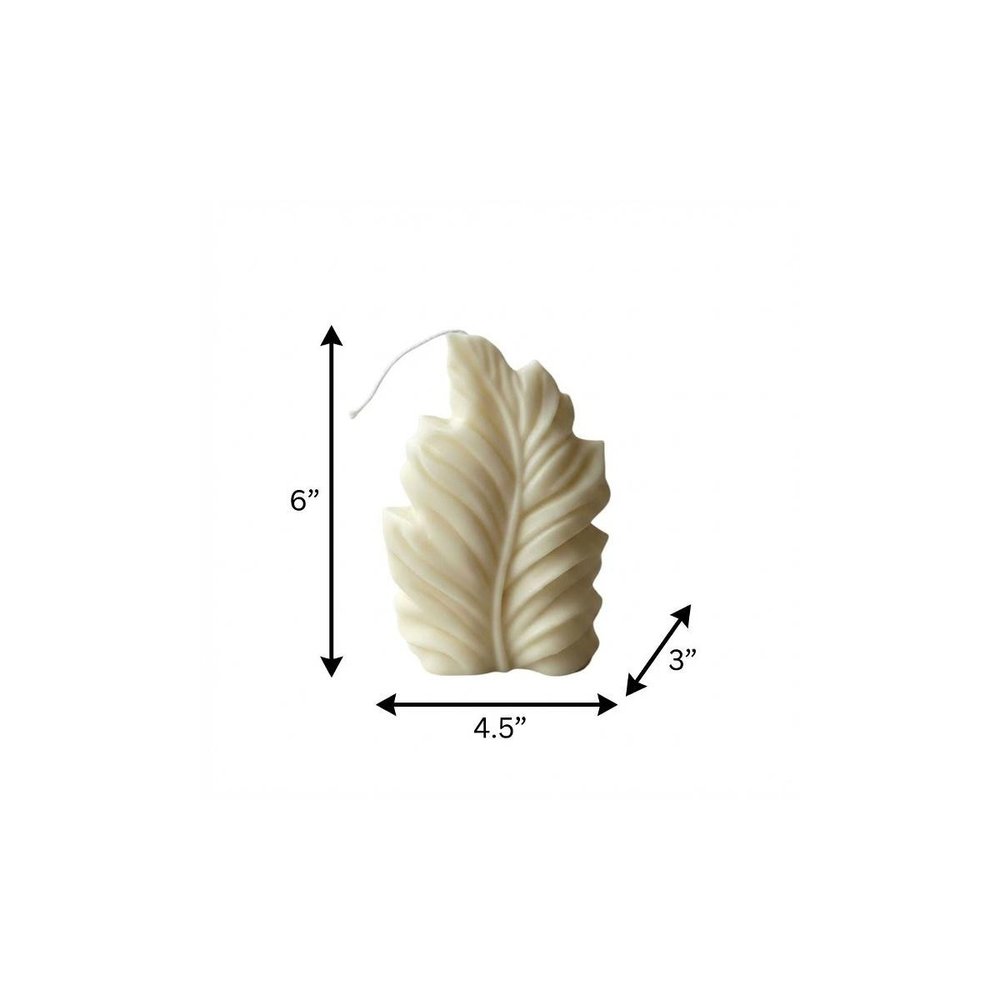 6" Ivory Rose Petals Scented Dimensional Feather Candle Novelty Novelty