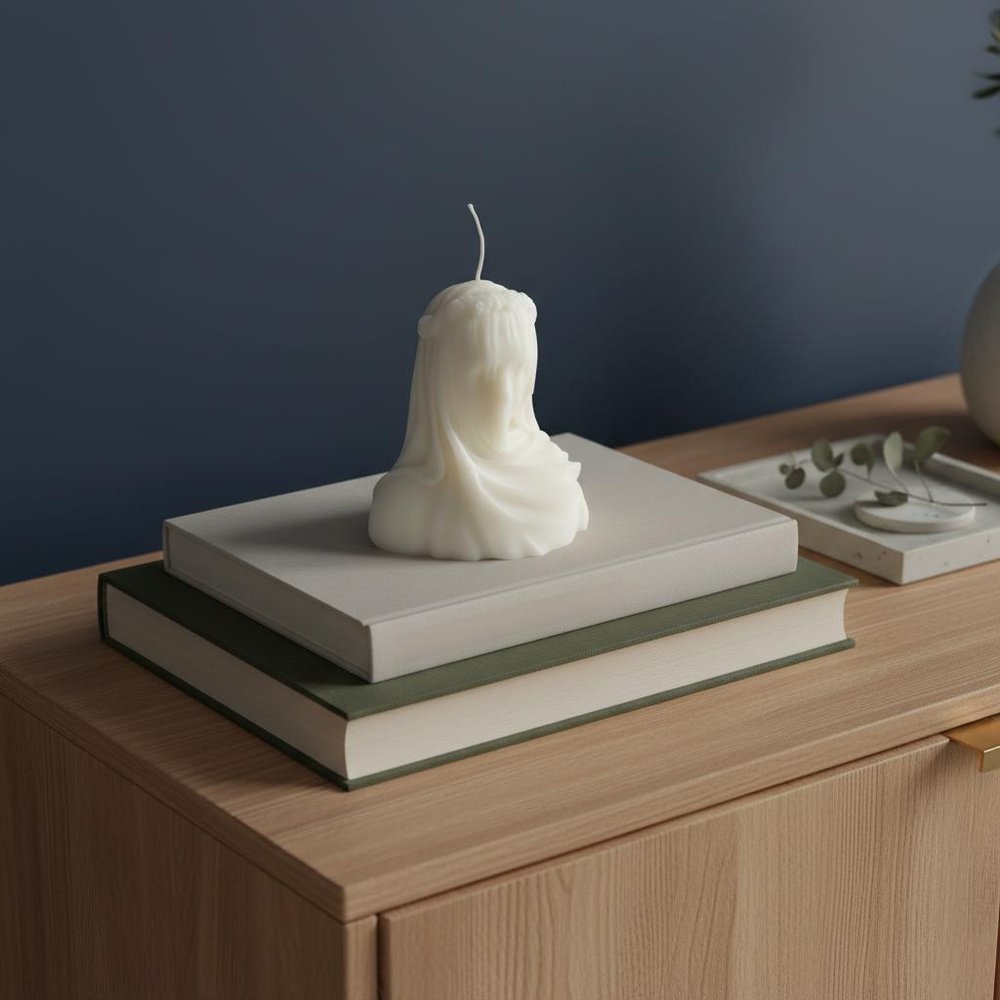 6" Ivory Unscented Dimensional Lady Candle Novelty Novelty.