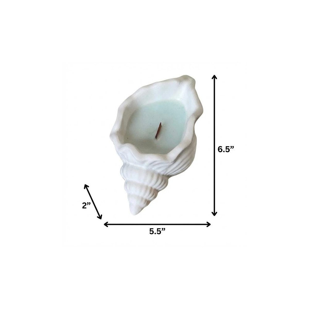 6" Light Blue High Tide Scented Soy Wax Candle In White Resin Novelty Holder