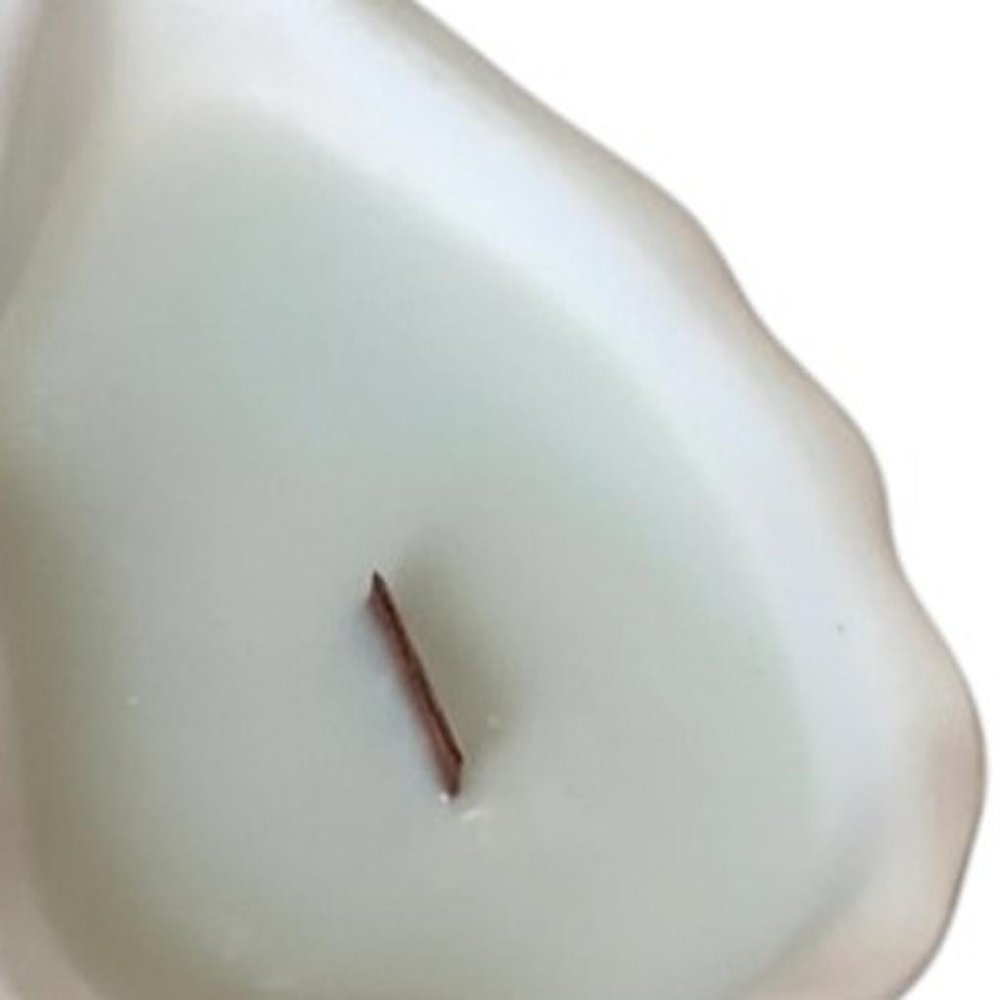 6" Light Blue Unscented Soy Wax Candle In White Resin Novelty Holder - SKU 723261