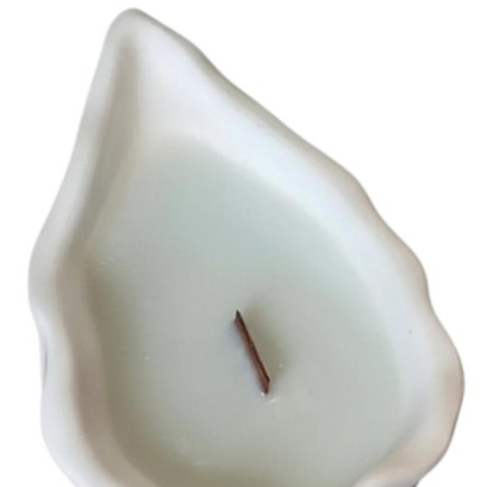 6" Light Blue Unscented Soy Wax Candle In White Resin Novelty Holder - SKU 723261