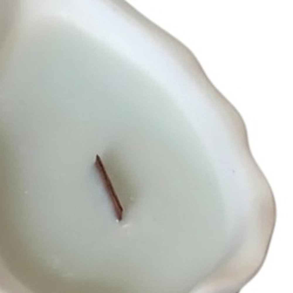 6" Light Blue Ocean Breeze Scented Soy Wax Candle In White Resin Novelty Holder