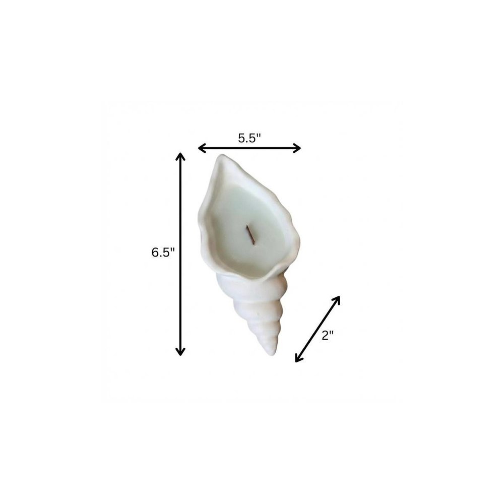 6" Light Blue Ocean Breeze Scented Soy Wax Candle In White Resin Novelty Holder