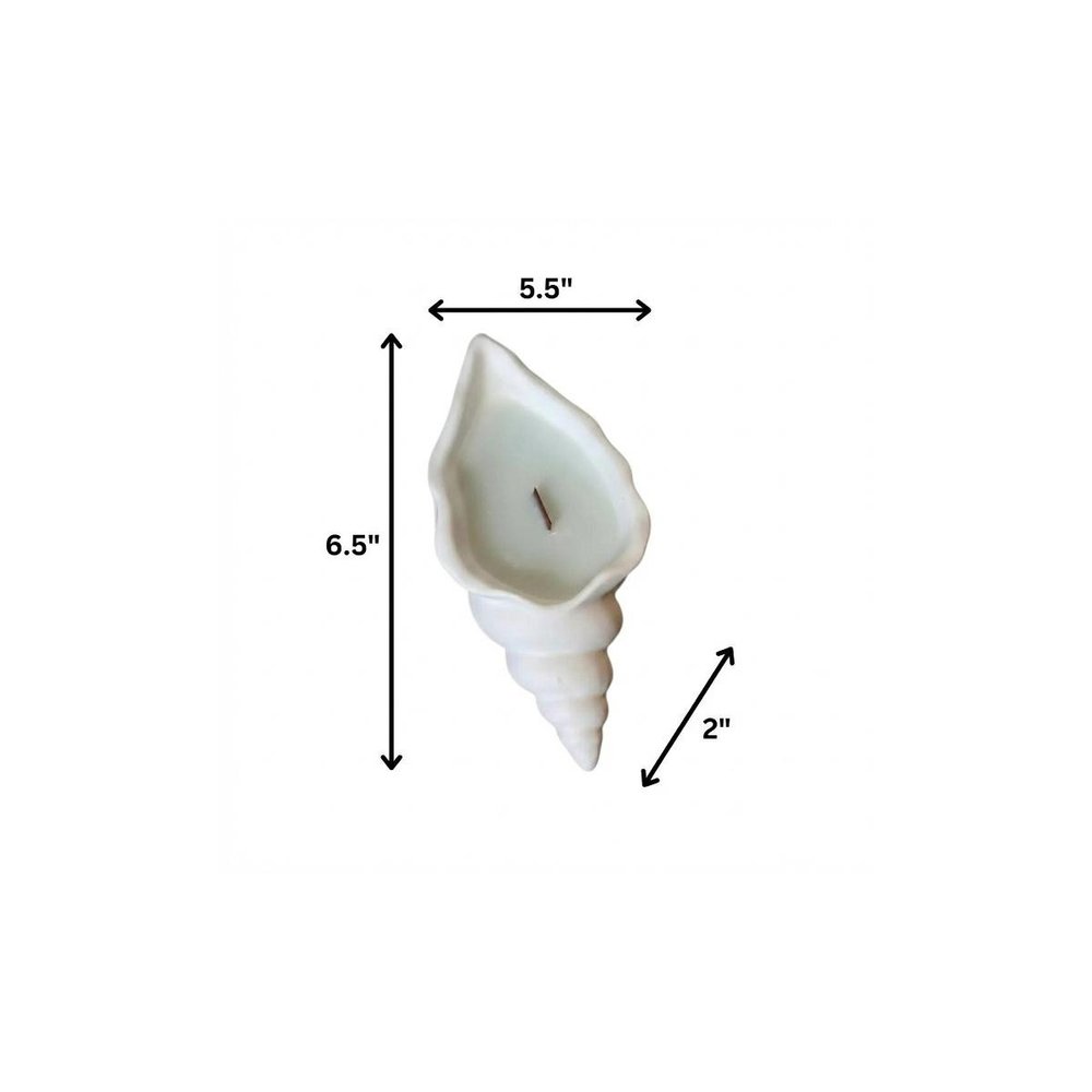 6" Light Blue Sea Salt And Orchid Scented Soy Wax Candle In White Resin Novelty Holder