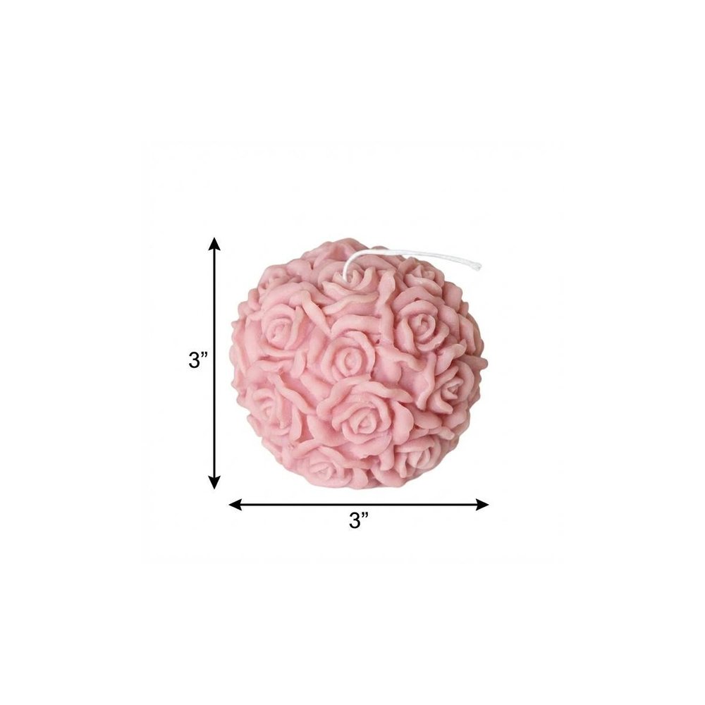3" Pink Unscented Dimensional Blossom Candle Round Novelty