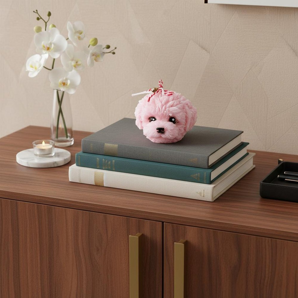 2" Pink Unscented Dimensional Dog Candle Novelty Novelty