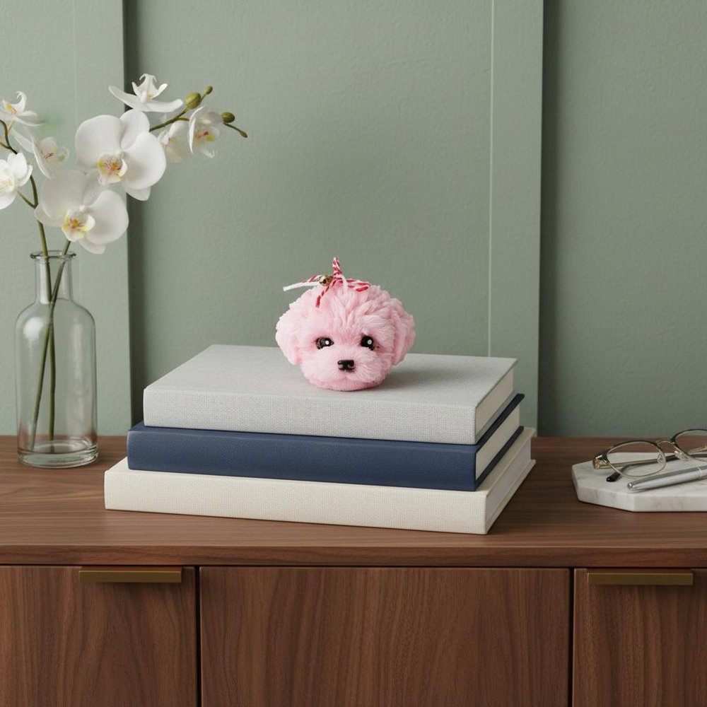 2" Pink Rose Petals Scented Dimensional Dog Candle Novelty Novelty