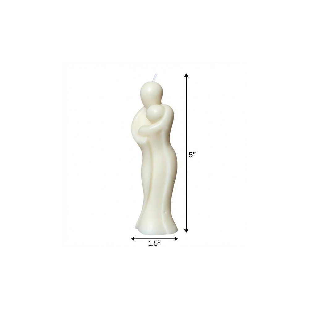 2" White Creamy Vanilla Scented Mother And Child Dimensional Candle