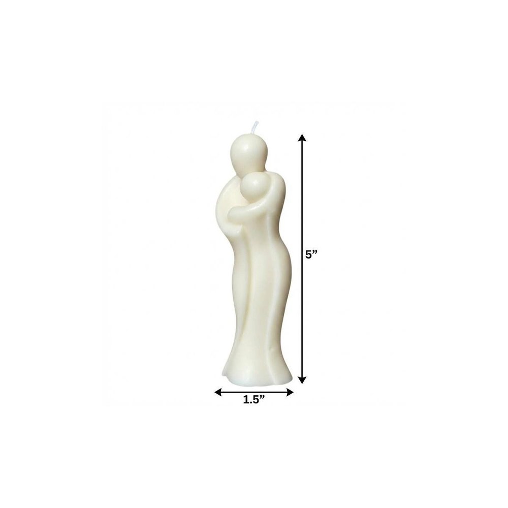 2" White Creamy Vanilla Scented Mother And Child Dimensional Candle