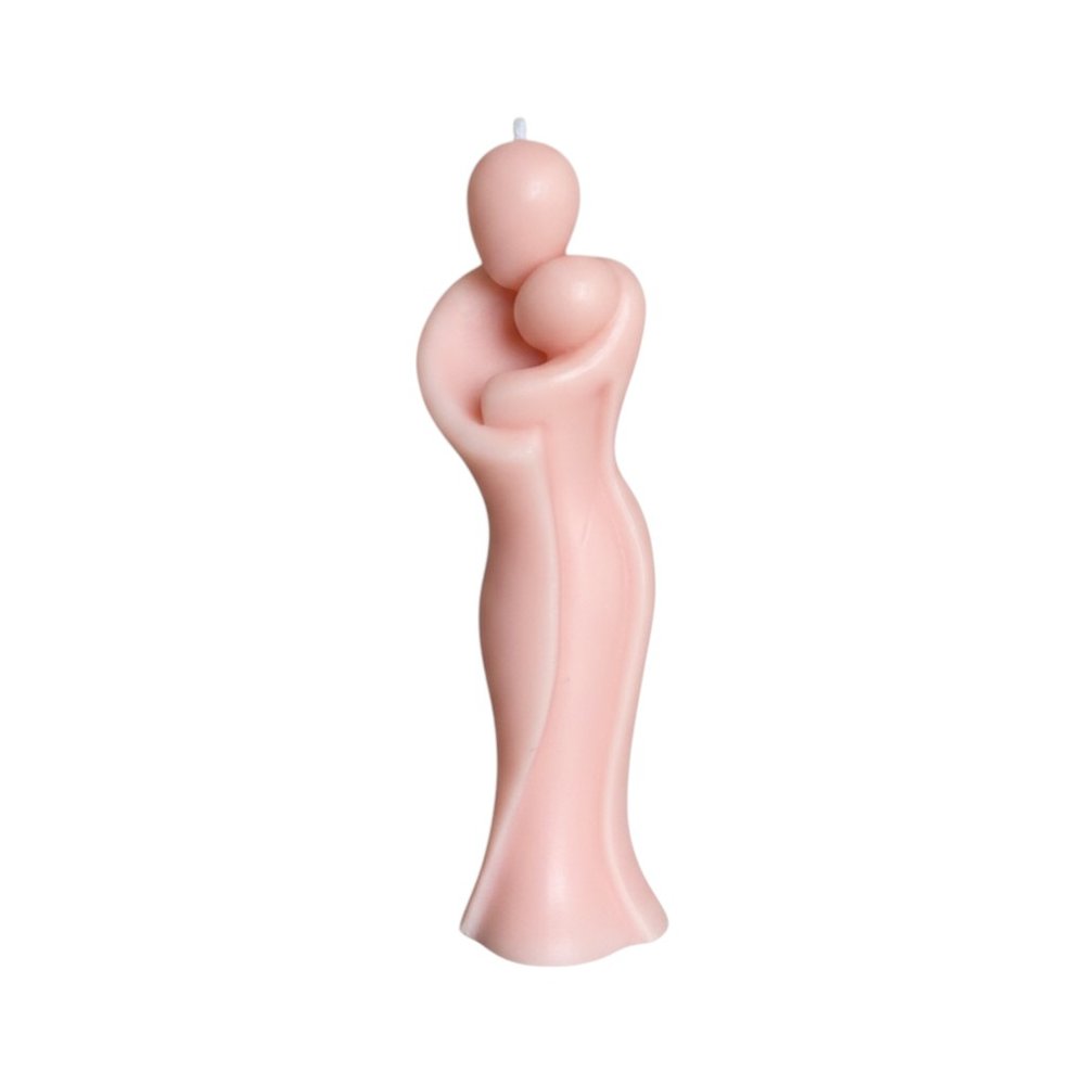 2" Peach Unscented Mother And Child Dimensional Candle