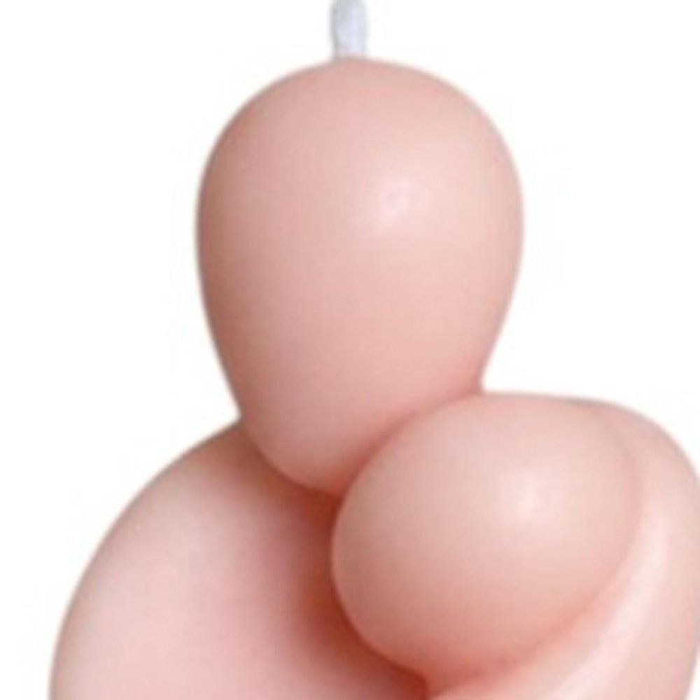 2" Peach Creamy Vanilla Scented Mother And Child Dimensional Candle