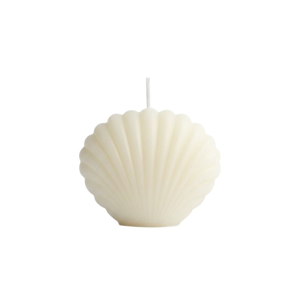 3" Ivory Black Ice Scented Dimensional Seashell Candle