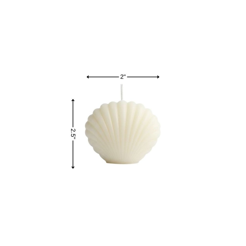 3" Ivory Black Ice Scented Dimensional Seashell Candle