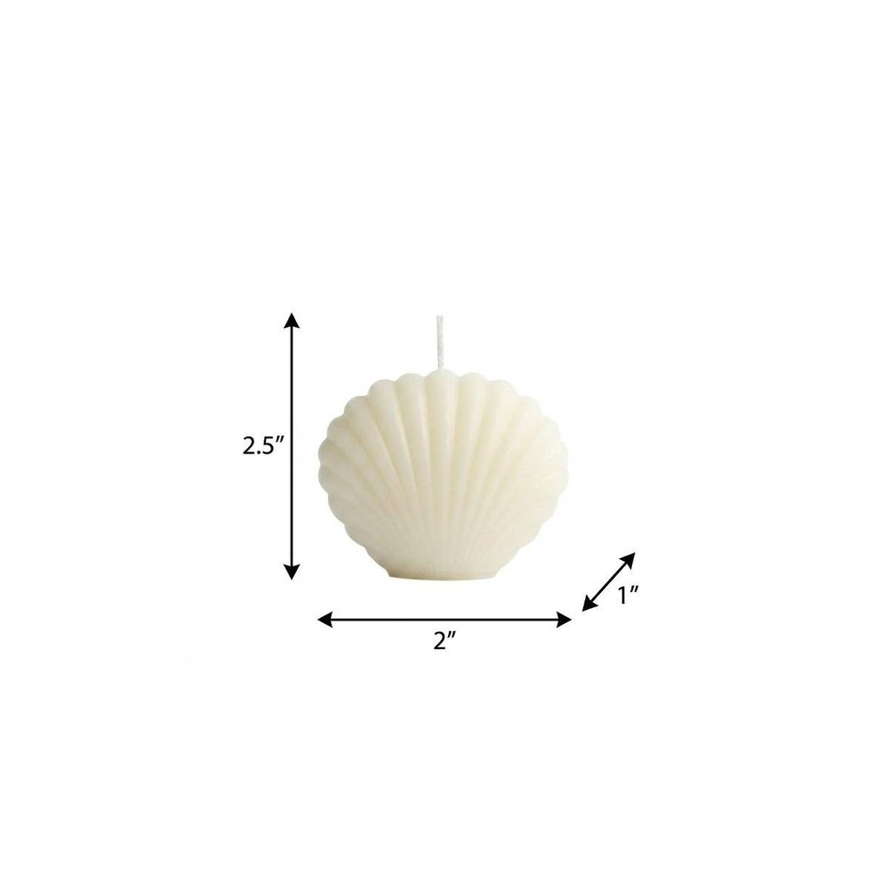 3" Ivory Unscented Dimensional Seashell Candle