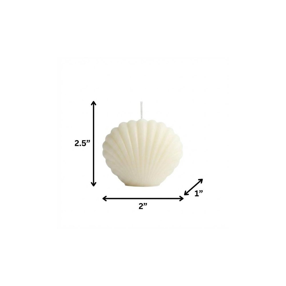 3" Ivory Black Ice Scented Dimensional Seashell Candle