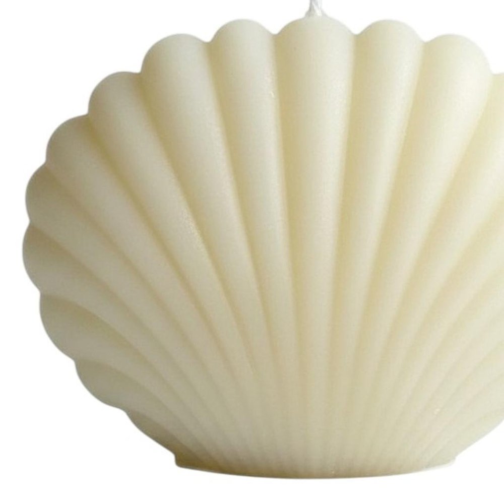 4" Ivory Black Ice Scented Dimensional Seashell Candle