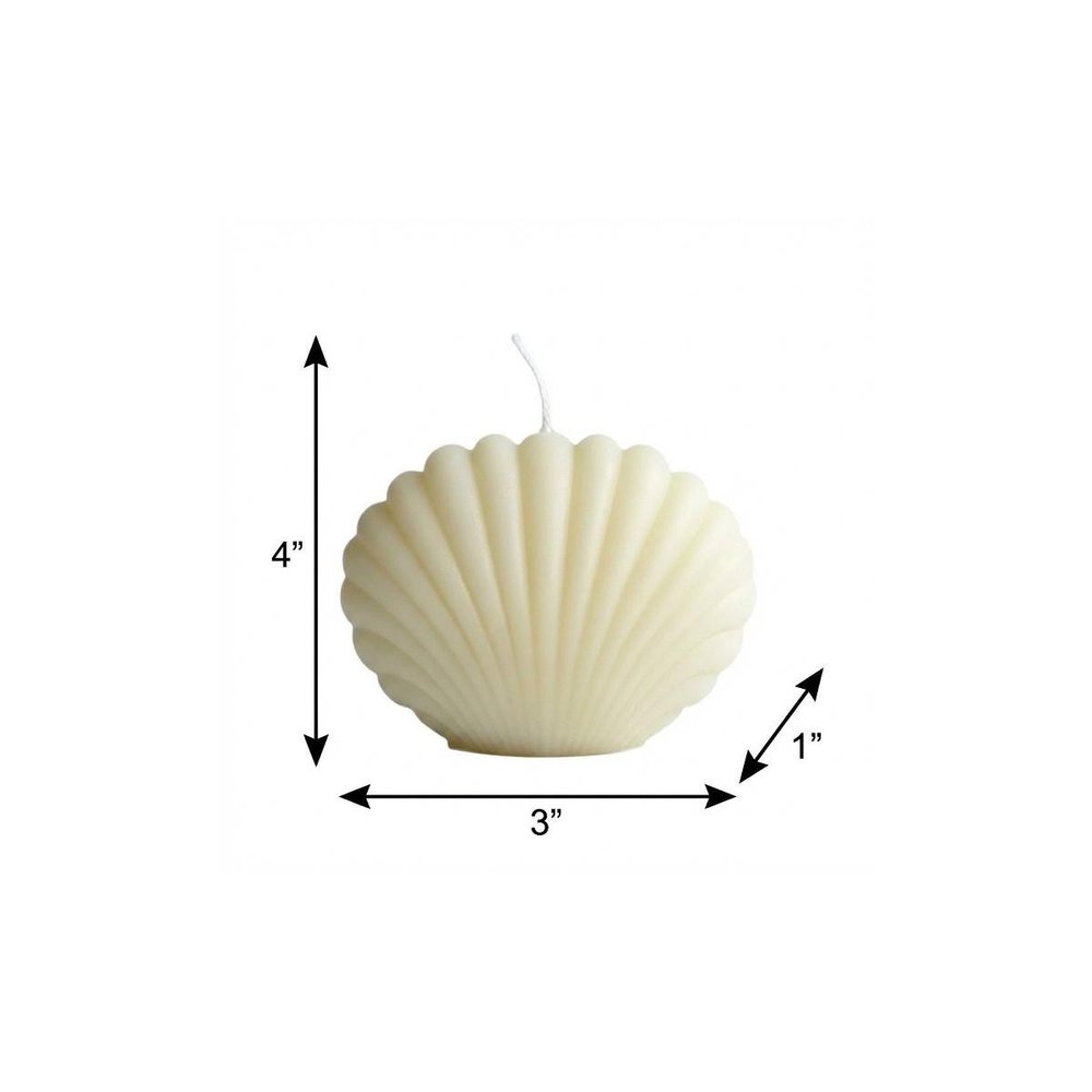 4" Ivory Black Ice Scented Dimensional Seashell Candle