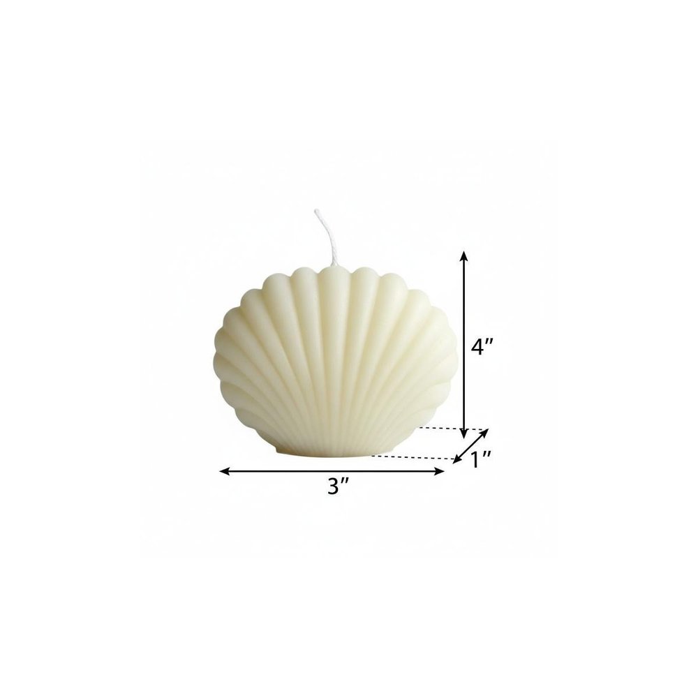 4" Ivory Unscented Dimensional Seashell Candle