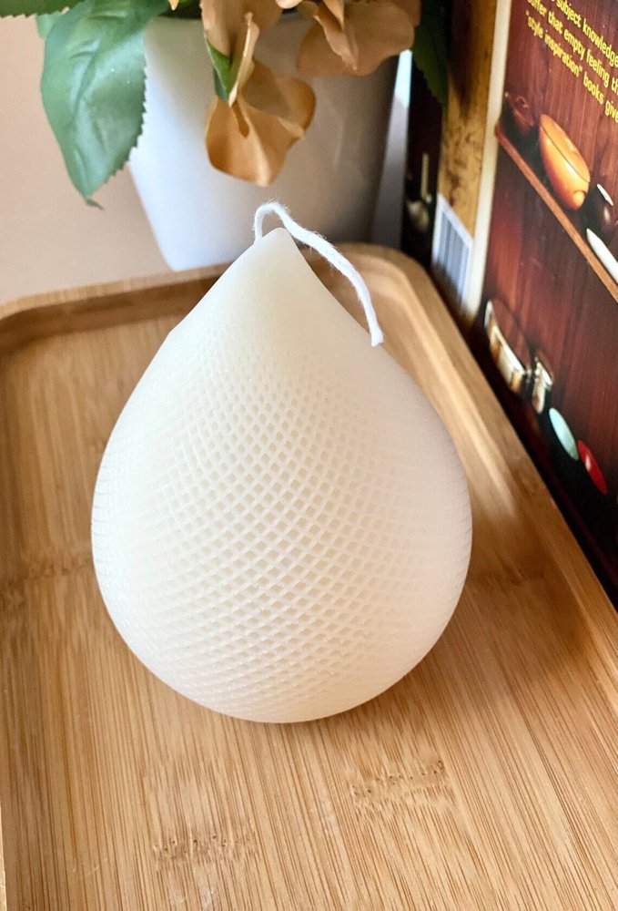5" Ivory Unscented Dimensional Teardrop Candle Novelty Novelty