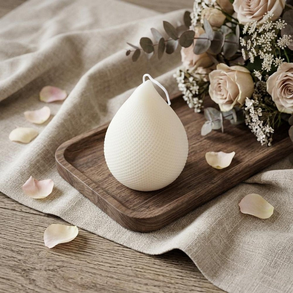 5" Ivory Black Ice Scented Dimensional Teardrop Candle Novelty Novelty
