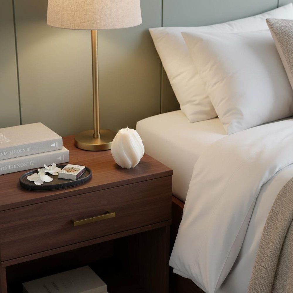 2" Ivory Rose Petals Scented Candle Cylinder Pillar displayed on a tabletop in a furnished interior against a tan wall.