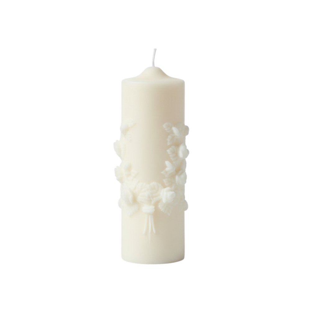 2" Ivory White Tea Scented Candle Round Pillar