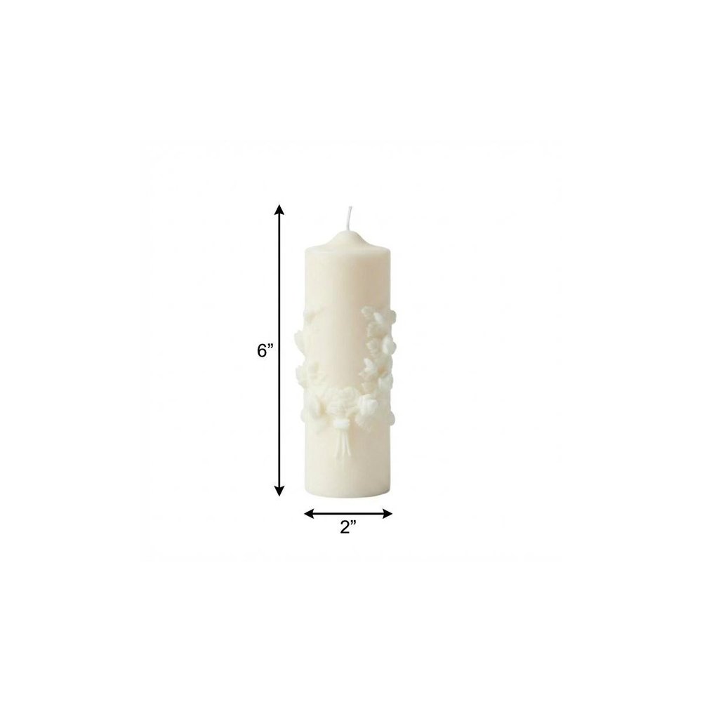 2" Ivory White Tea Scented Candle Round Pillar